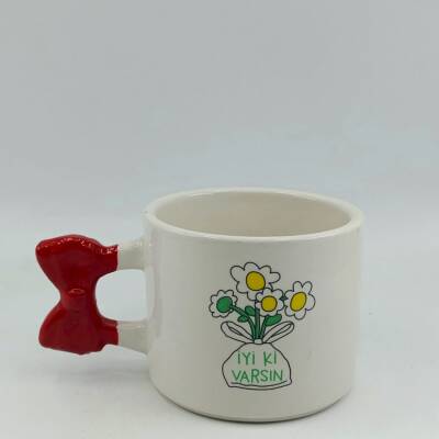 PAPATYA BUKET İYİ Kİ VARSIN-KURDELE KUPA - KIRMIZI SAP - 1