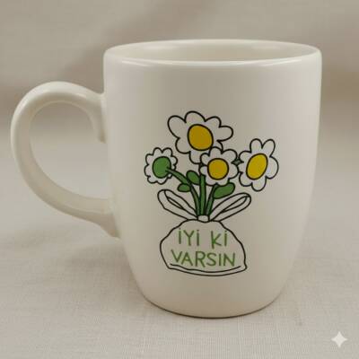 PAPATYA BUKET İYİ Kİ VARSIN-OVAL KUPA - TRANSPARAN SAP - 1