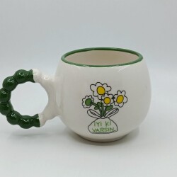 PAPATYA BUKET İYİ Kİ VARSIN-PUF KUPA - YEŞİL SAP YEŞİL TURNET - 