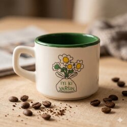 PAPATYA BUKET İYİ Kİ VARSIN-VENUS KUPA - YEŞİL İÇ - 