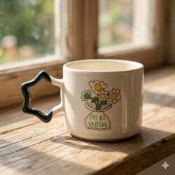 PAPATYA BUKET İYİ Kİ VARSIN-YILDIZ KUPA - YEŞİL SAP - 