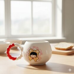 PEMBE BENEKLİ KIZ ÇOCUĞU-BALONCUK KUPA - KIRMIZI SAP - 