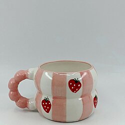 PEMBE ÇİZGİ ÇİLEK - 3D-HARMONİ KUPA - 3D - 
