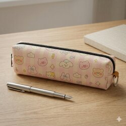 PEMBE DOKULU HAYVANLAR-DERİ KALEM KUTU - TEKLİ - 