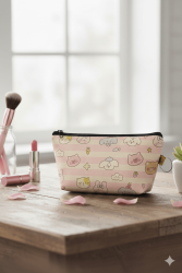 PEMBE DOKULU HAYVANLAR-MAKYAJ ÇANTASI - TEKLİ - 