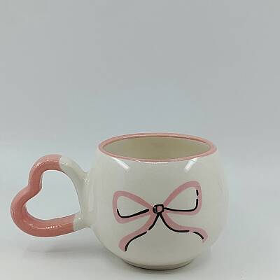 PEMBE EL ÇİZİMİ KURDELE-AMOUR KUPA - PEMBE SAP PEMBE TURNET - 1