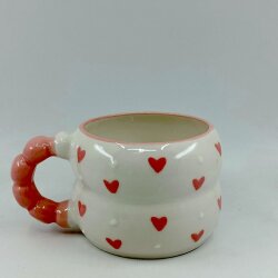 PEMBE KALP BEYAZ BENEK - 3D-HARMONİ KUPA - 3D PEMBE SAP - 