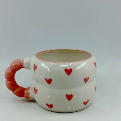 PEMBE KALP BEYAZ BENEK - 3D-HARMONİ KUPA - 3D PEMBE SAP - 1