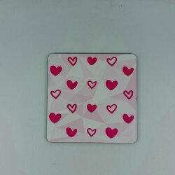 PEMBE KALP BEYAZ KALP-AHŞAP BARDAK ALTLIĞI - TEKLİ - 