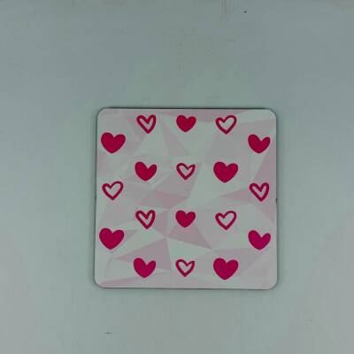 PEMBE KALP BEYAZ KALP-AHŞAP BARDAK ALTLIĞI - TEKLİ - 1