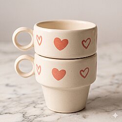 PEMBE KALP BEYAZ KALP-İKİLİ ESPRESSO BARDAĞI - TRANSPARAN - 
