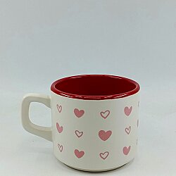 PEMBE KALP BEYAZ KALP-VENUS KUPA - KIRMIZI İÇ - 