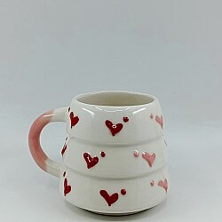PEMBE KALP VE KIRMIZI KALP - 3D-ÇAM KUPA - 3D - 