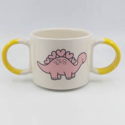 PEMBE KALPLİ DİNOZOR-ÇOCUK KUPA - SARI SAP - 1