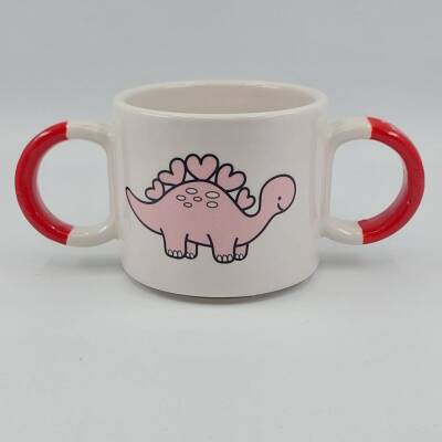 PEMBE KALPLİ DİNOZOR-ÇOCUK KUPA - TURUNCU SAP - 1
