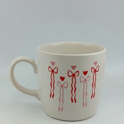 PEMBE KIRMIZI KURDELELER-BODUR KUPA - TRANSPARAN - 