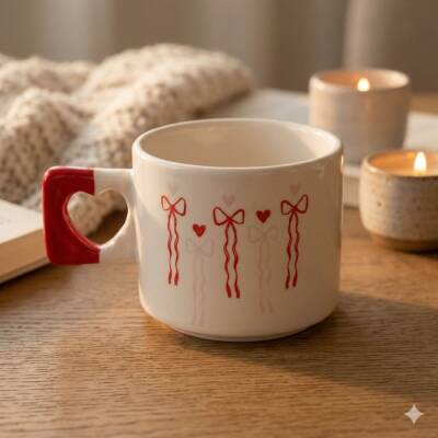 PEMBE KIRMIZI KURDELELER-KALP KUPA - KIRMIZI SAP - 1