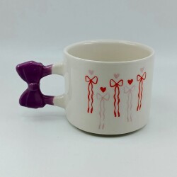 PEMBE KIRMIZI KURDELELER-KURDELE KUPA - MOR SAP - 