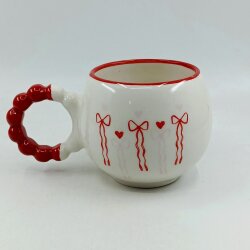 PEMBE KIRMIZI KURDELELER-PUF KUPA - KIRMIZI SAP KIRMIZI TURNET - 