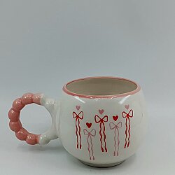 PEMBE KIRMIZI KURDELELER-PUF KUPA - PEMBE SAP PEMBE TURNET - 