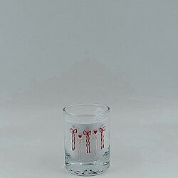 PEMBE KIRMIZI KURDELELER-SHOT BARDAĞI - ŞEFFAF - 