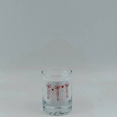 PEMBE KIRMIZI KURDELELER-SHOT BARDAĞI - ŞEFFAF - 1