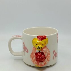 PEMBE KURDELE PEMBE ELBİSE AYICIK - 3D-AYICIK KUPA - 3D - 