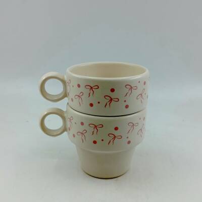 PEMBE KURDELELER SARMAL-İKİLİ ESPRESSO BARDAĞI - TRANSPARAN - 1