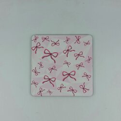 PEMBE TATLI KURDELELER-AHŞAP BARDAK ALTLIĞI - TEKLİ - 