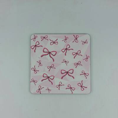 PEMBE TATLI KURDELELER-AHŞAP BARDAK ALTLIĞI - TEKLİ - 1