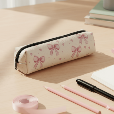 PEMBE TATLI KURDELELER-DERİ KALEM KUTU - TEKLİ - 1