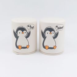 PENGUEN-SİLİNDİR SERAMİK TUZLUK & BİBERLİK - SİLİNDİR SERAMİK TUZLUK & BİBERLİK - 