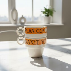 PLAN ÇOK & NAKİT YOK-İKİLİ ESPRESSO BARDAĞI - TRANSPARAN - 