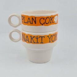 PLAN ÇOK & NAKİT YOK-İKİLİ ESPRESSO BARDAĞI - TRANSPARAN - 