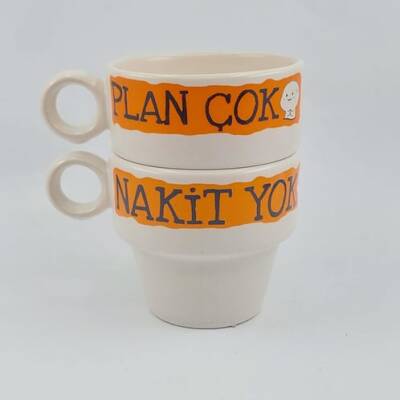 PLAN ÇOK & NAKİT YOK-İKİLİ ESPRESSO BARDAĞI - TRANSPARAN - 1