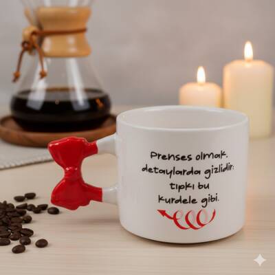 PRENSES OLMAK DETAYLAR DA GİZLİDİR-KURDELE KUPA - KIRMIZI SAP - 1