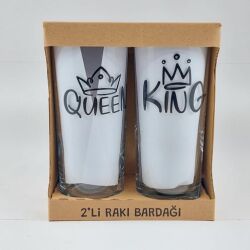QUEEN & KİNG-İKİLİ RAKI BARDAĞI - ŞEFFAF - 