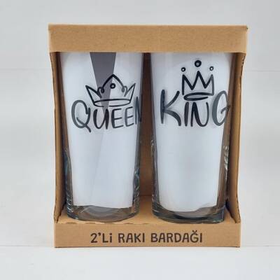 QUEEN & KİNG-İKİLİ RAKI BARDAĞI - ŞEFFAF - 1