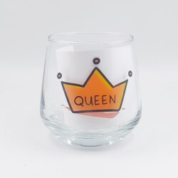 QUEEN- TAÇLI-VİSKİ BARDAĞI - ŞEFFAF - 