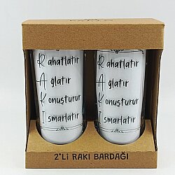 R.A.K.I.-İKİLİ RAKI BARDAĞI - ŞEFFAF - 