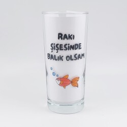 RAKI ŞİŞESİNDE BALIK OLSAM TURUNCU-RAKI BARDAĞI - ŞEFFAF - 
