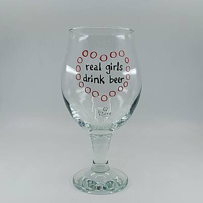 REAL GIRLS DRINK BEER-CAM BİRA BARDAĞI - ŞEFFAF - 1