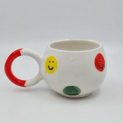 RENKLİ GÜLEN YÜZLER - 3D-BALONCUK KUPA - 3D - 