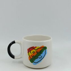 RENKLİ KALP LOVE YOU-D KUPA - SİYAH SAP - 