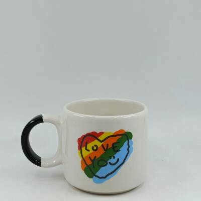 RENKLİ KALP LOVE YOU-D KUPA - SİYAH SAP - 1