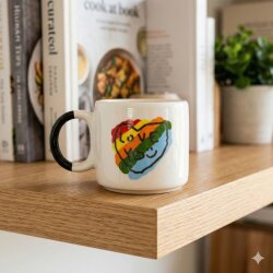 RENKLİ KALP LOVE YOU-D KUPA - SİYAH SAP - 