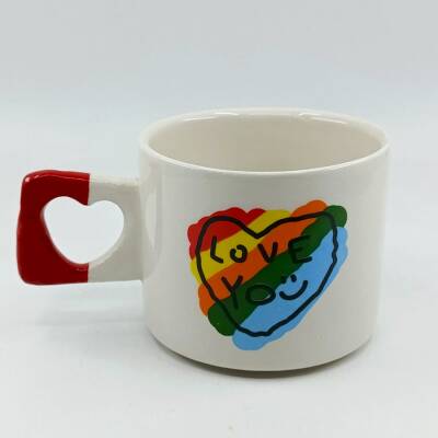 RENKLİ KALP LOVE YOU-KALP KUPA - KIRMIZI SAP - 1