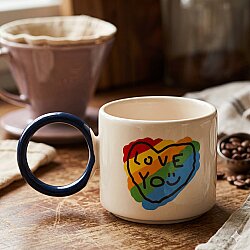 RENKLİ KALP LOVE YOU-O KUPA - KOBALT SAP - 