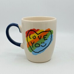 RENKLİ KALP LOVE YOU-OVAL KUPA - KOBALT SAP - 