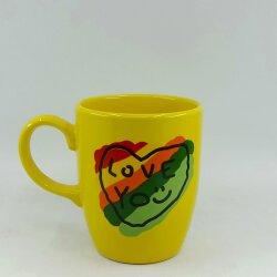 RENKLİ KALP LOVE YOU-OVAL KUPA - SARI SAP SARI GÖVDE SARI İÇ - 